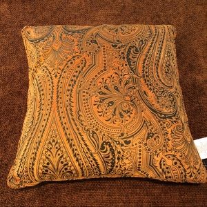 NWT pillow, burnt orange and dark gray, 20 x 20”.